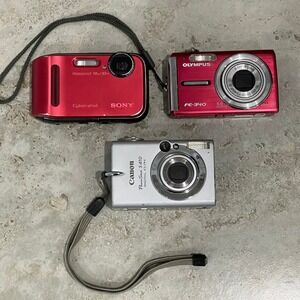 Bundle of 3 Digital Cameras Canon S410 Sony DSC-TD1 Olympus FE-340 - FOR PARTS